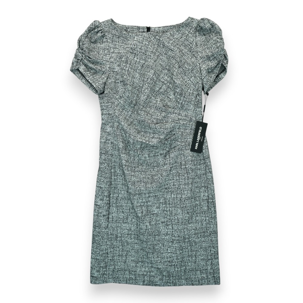 NWT KARL LAGERFELD Paris Size 8 Black & White Ruched Sleeve Career Sheath Dress